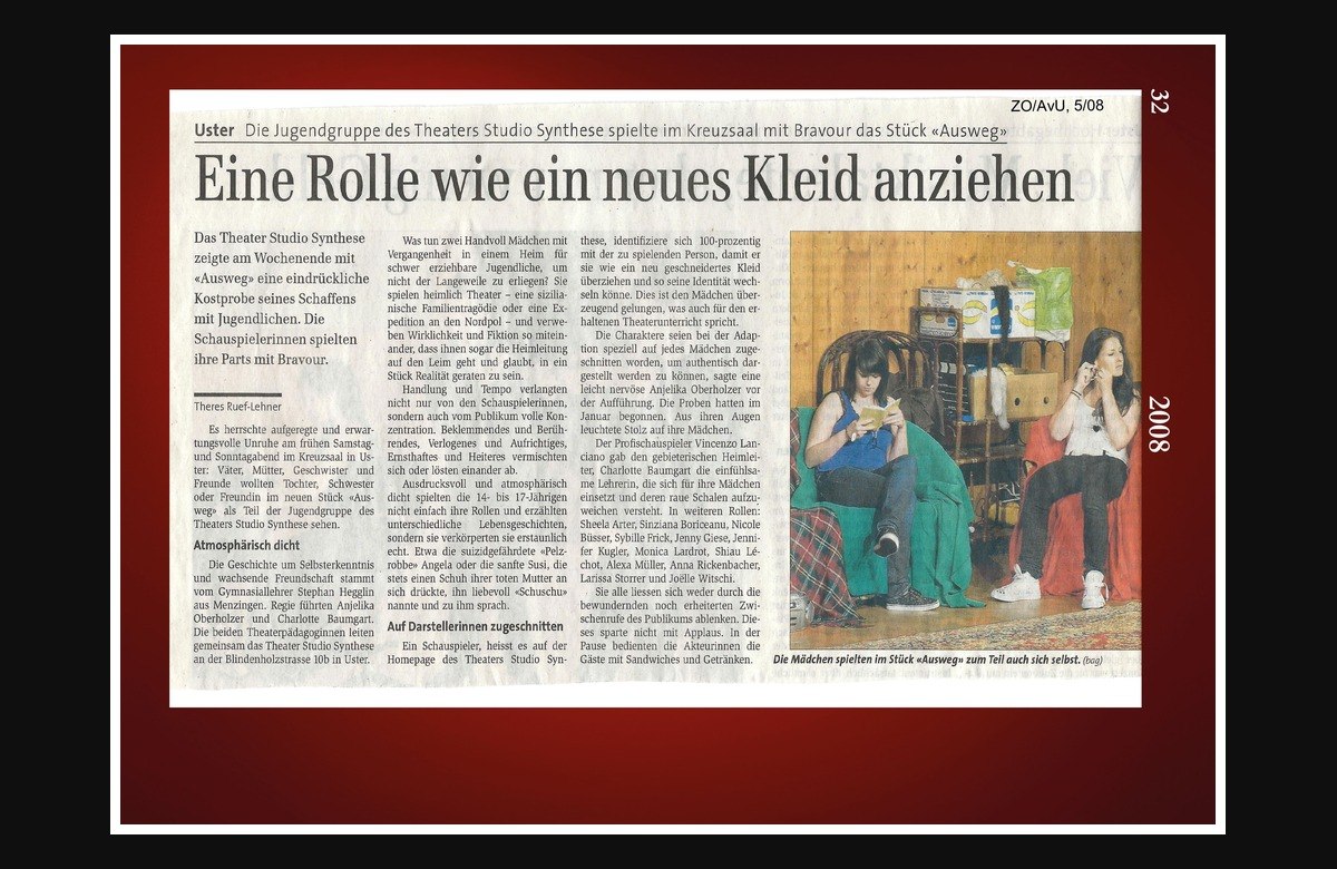 Presse: Eine Rolle wie ein neues Kleid anziehen. 2008