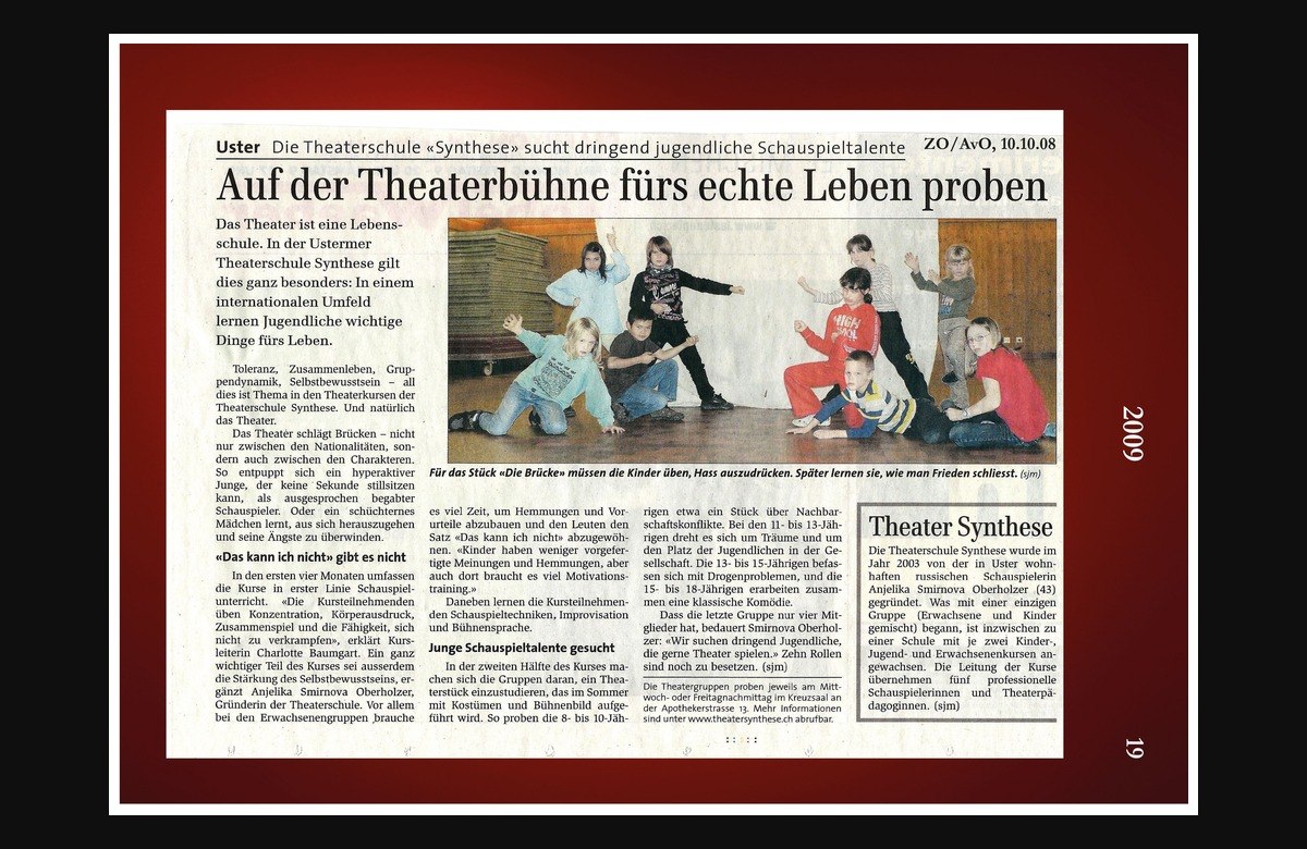Presse: Auf der Theaterbühne fürs echte Leben proben. 2008